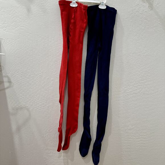 Primary Navy Blue & Red Footed Tights Bundle - Picture 1 of 7